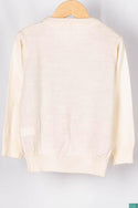 Girl’s full sleeve crew neck knit sweater in Off white with red Pooh.