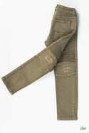 Girl's Regular fit Ripped faded Jeans in Denim Olive.