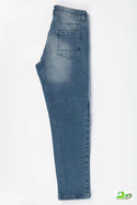 Girl's Regular Fit Ripped Jeans in Denim Blue
