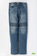 Girl's Regular Fit Ripped Jeans in Denim Blue