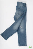 Girl's slim fit Ripped Jeans in Denim Blue.