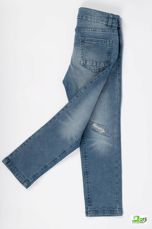 Girl's slim fit Ripped Jeans in Denim Blue.