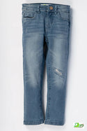 Girl's slim fit Ripped Jeans in Denim Blue.