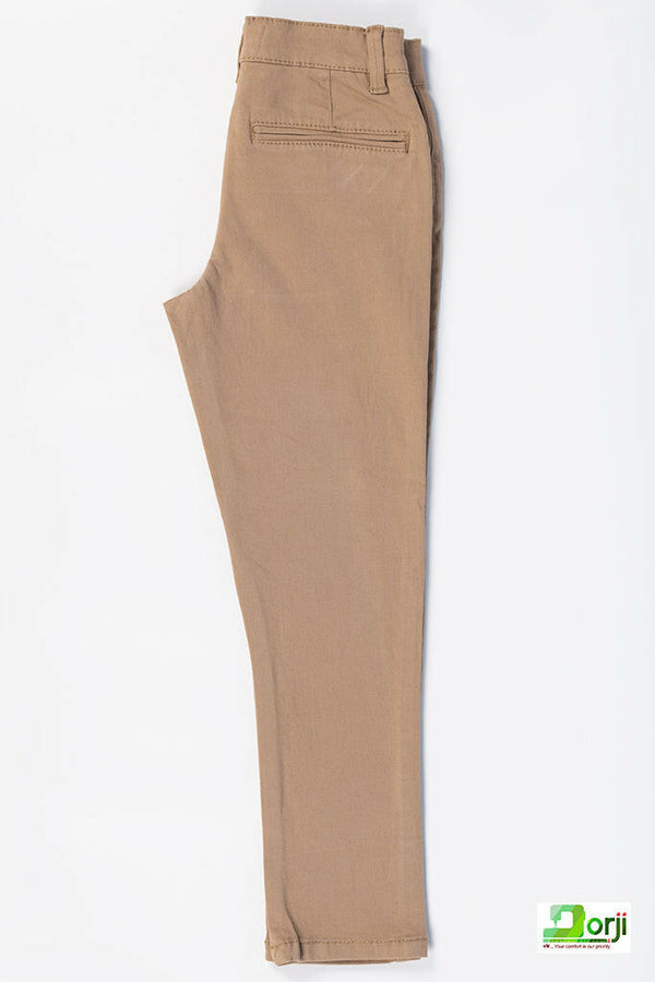 Girl's slim fit chino pants in Brown / Tan / Khaki.