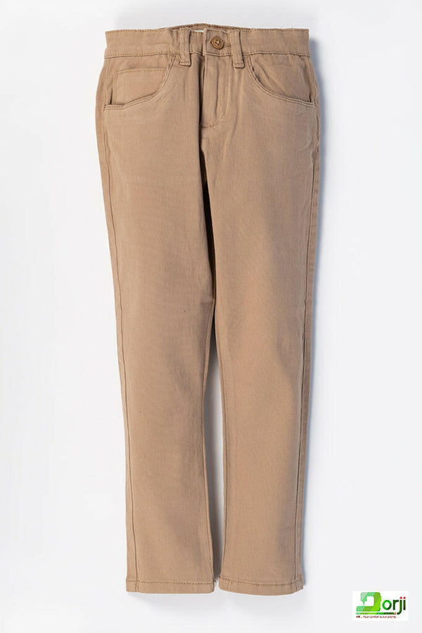 Girl's slim fit chino pants in Brown / Tan / Khaki.