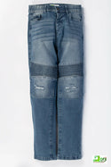 Girl's Regular fit Ripped faded Jeans in Denim Blue.