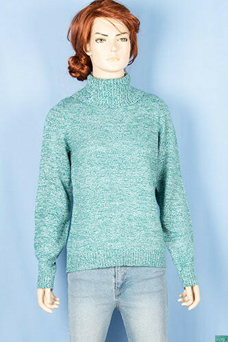 Ladies full sleeve high neck loose fit sweater.