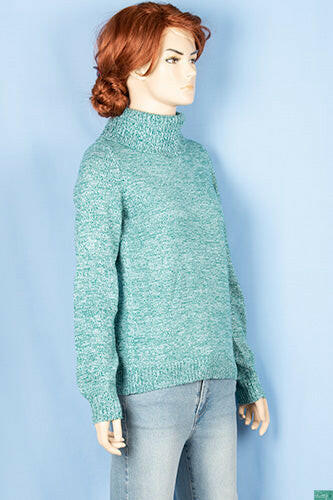 Ladies full sleeve high neck loose fit sweater.