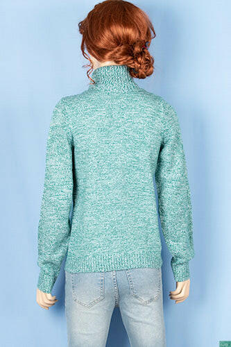 Ladies full sleeve high neck loose fit sweater.