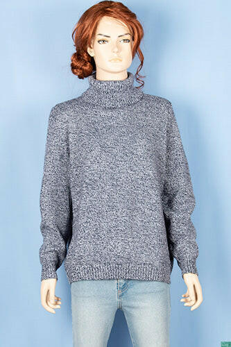 Ladies full sleeve high neck loose fit sweater.