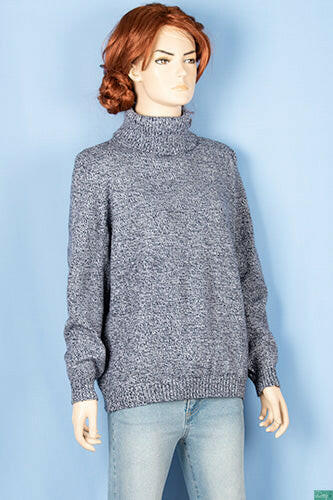 Ladies full sleeve high neck loose fit sweater.