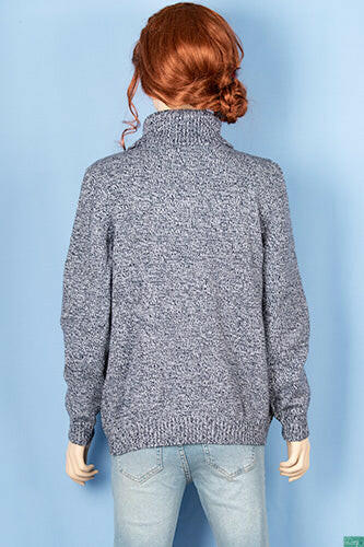 Ladies full sleeve high neck loose fit sweater.