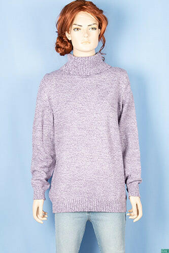 Ladies full sleeve high neck loose fit sweater.