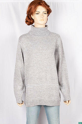 Ladies full sleeve high neck loose fit sweater.