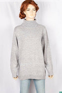 Ladies full sleeve high neck loose fit sweater.