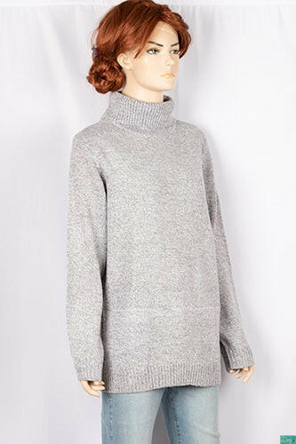Ladies full sleeve high neck loose fit sweater.