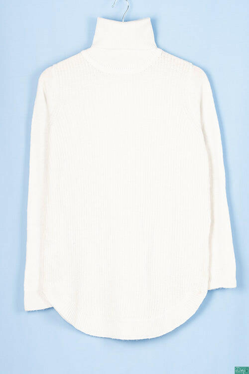 Ladies full sleeve high neck casual fit sweater.