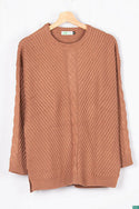 Ladies full sleeve casual fit baggy design round neck knitwear.