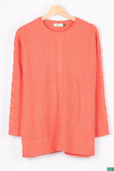 Ladies full sleeve casual fit baggy design round neck knitwear.