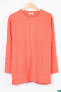 Ladies full sleeve casual fit baggy design round neck knitwear.
