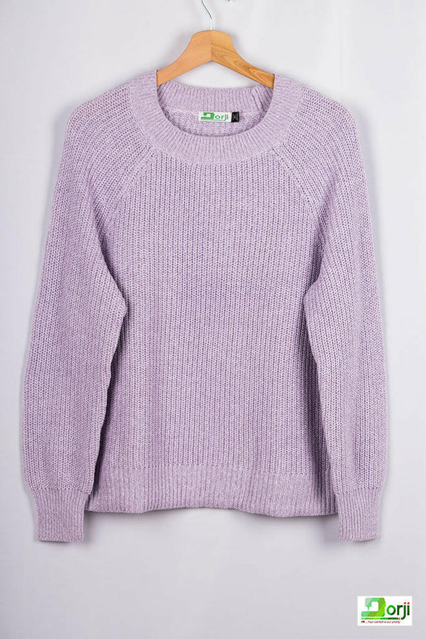 Ladies full sleeve round neck loose fit winter pullover.