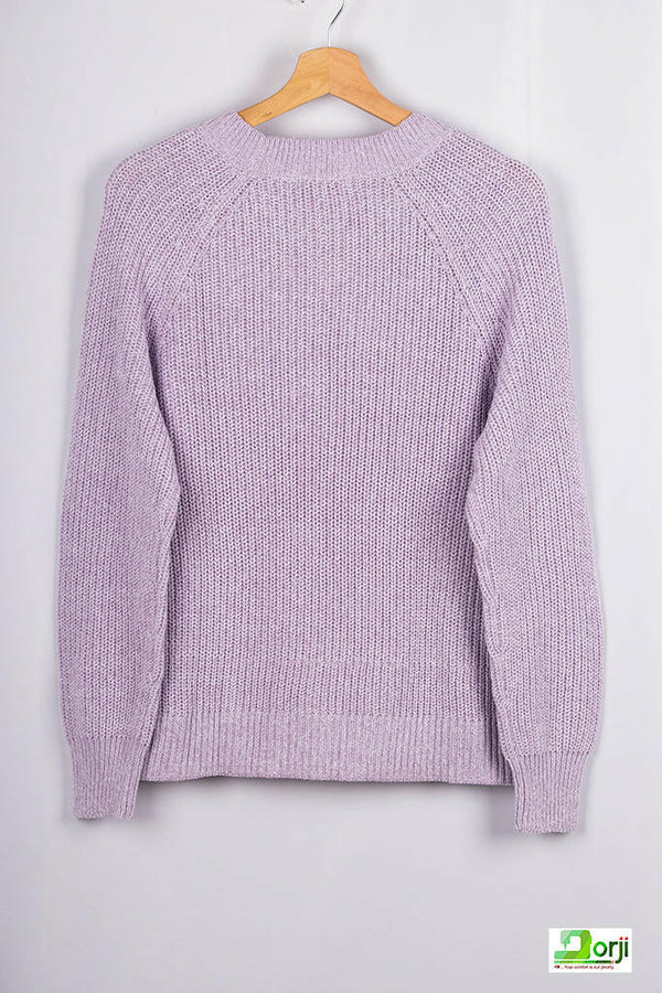 Ladies full sleeve round neck loose fit winter pullover.