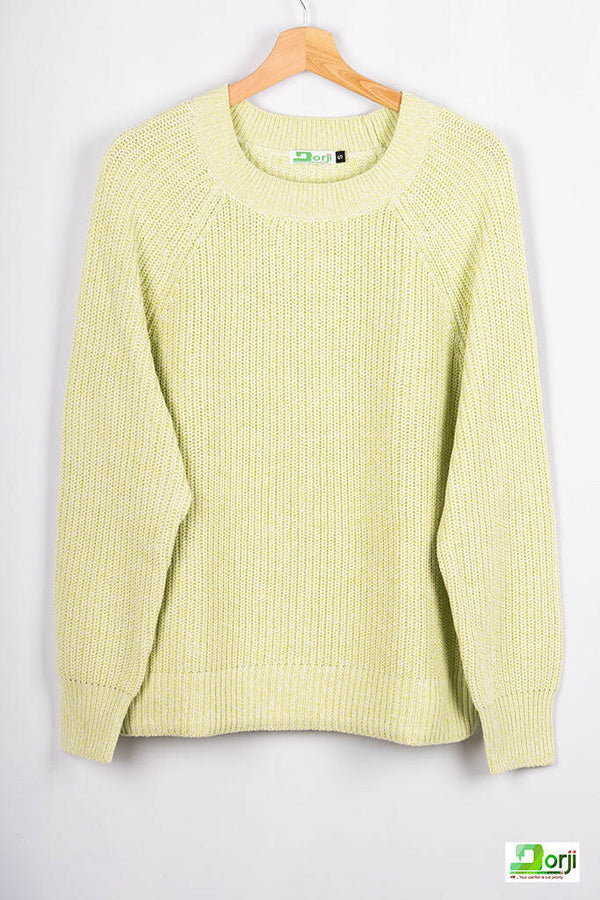 Ladies full sleeve round neck loose fit winter pullover.