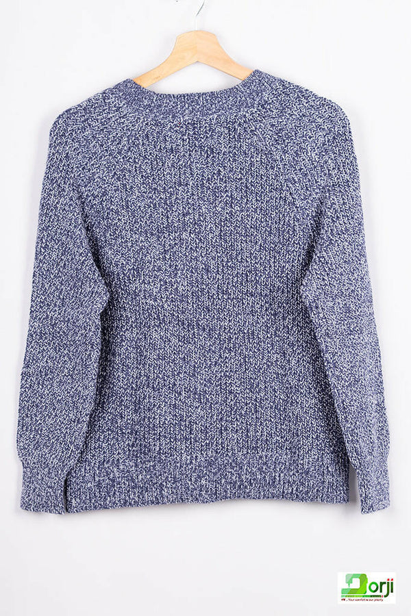 Ladies full sleeve round neck loose fit winter pullover.