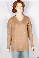 Ladies full sleeve V neck casual fit polka dot sweaters.