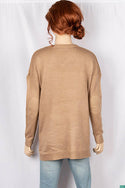 Ladies full sleeve V neck casual fit polka dot sweaters.