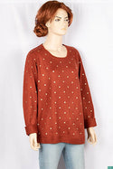Ladies full sleeve Round neck casual fit polka dot sweaters.