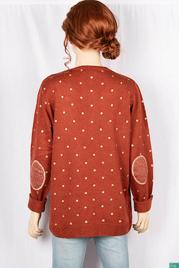 Ladies full sleeve Round neck casual fit polka dot sweaters.