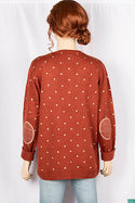 Ladies full sleeve Round neck casual fit polka dot sweaters.