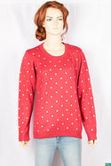 Ladies full sleeve Round neck casual fit polka dot sweaters.