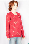Ladies full sleeve Round neck casual fit polka dot sweaters.
