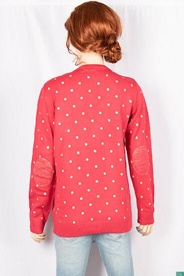Ladies full sleeve Round neck casual fit polka dot sweaters.
