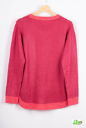 Women’s full sleeve round neck loose fit winter knit sweater.