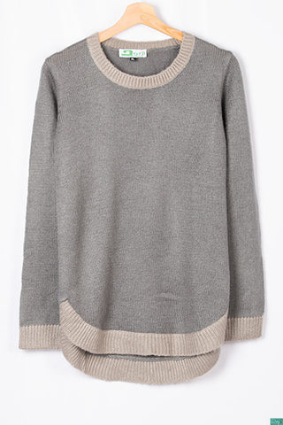 Buy ash-with-grey-neck Ladies Full Sleeve Sweater