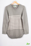 Women’s full sleeve round neck loose fit winter knit sweater.