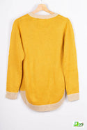 Women’s full sleeve round neck loose fit winter knit sweater.