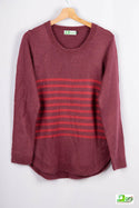 Women’s full sleeve round neck loose fit winter knit sweater.