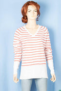 Ladies full sleeve V neck Casual fit striped sweater.