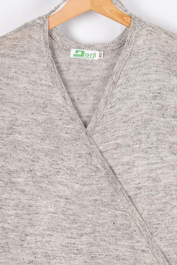 Ladies full baggy sleeve casual fit light knit wrap top