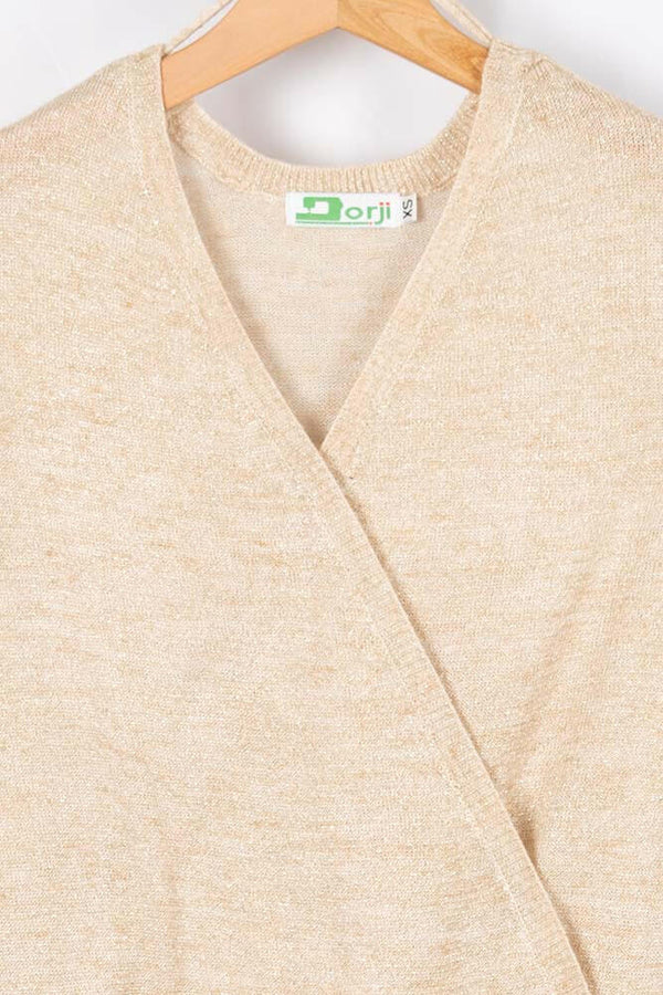 Ladies full baggy sleeve casual fit light knit wrap top