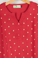 Ladies Full sleeve Casual fit Golden Polka Dot Knitwear