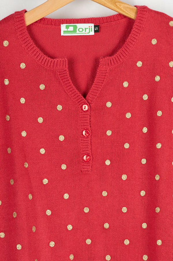 Ladies Full sleeve Casual fit Golden Polka Dot Knitwear