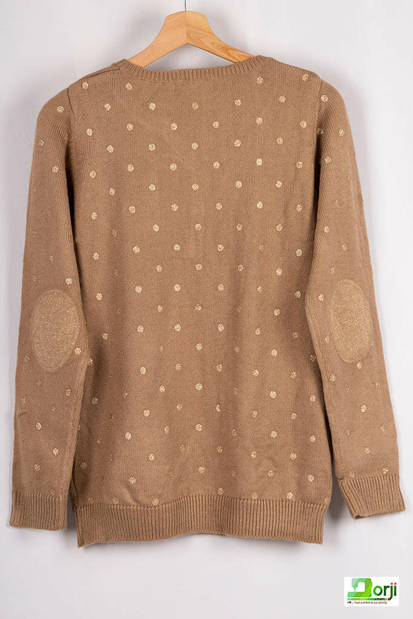 Ladies Full sleeve Casual fit Golden Polka Dot Knitwear
