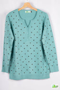 Ladies Full sleeve Casual fit Black Polka Dot Knitwear