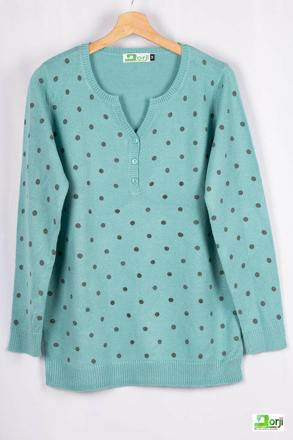 Ladies Full sleeve Casual fit Black Polka Dot Knitwear
