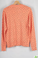Ladies Round neck Casual fit Black Polka Dot Knitwear in Peachy Orange.